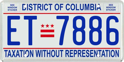 DC license plate ET7886
