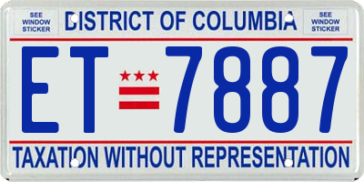 DC license plate ET7887