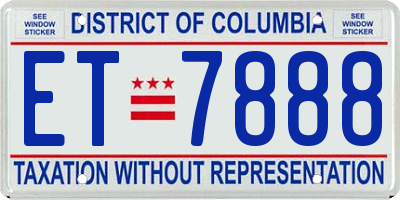 DC license plate ET7888