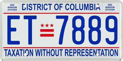 DC license plate ET7889