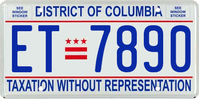 DC license plate ET7890