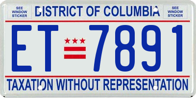 DC license plate ET7891