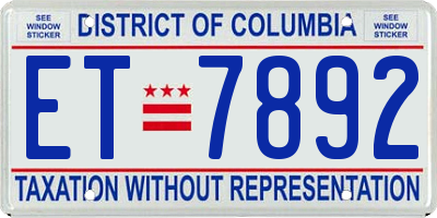 DC license plate ET7892