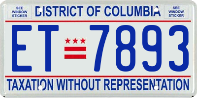 DC license plate ET7893