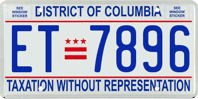 DC license plate ET7896