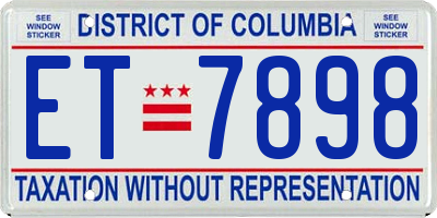 DC license plate ET7898