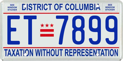 DC license plate ET7899