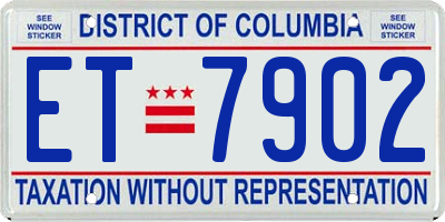 DC license plate ET7902
