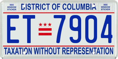 DC license plate ET7904