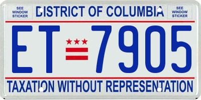 DC license plate ET7905