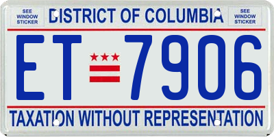 DC license plate ET7906
