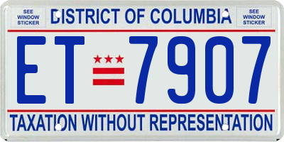 DC license plate ET7907