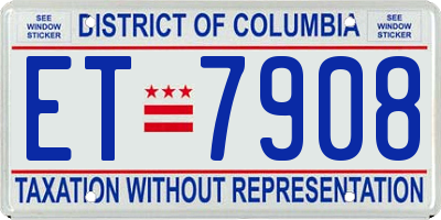DC license plate ET7908