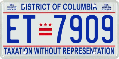 DC license plate ET7909