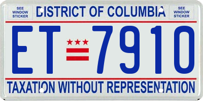 DC license plate ET7910