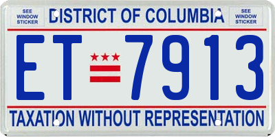 DC license plate ET7913