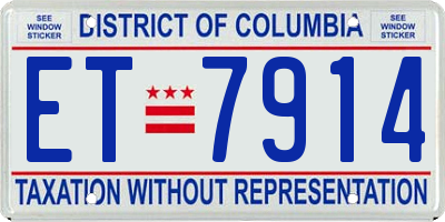 DC license plate ET7914