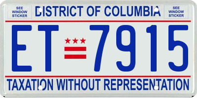 DC license plate ET7915