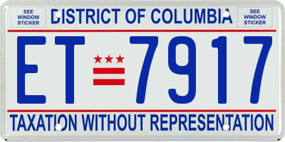 DC license plate ET7917