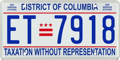 DC license plate ET7918