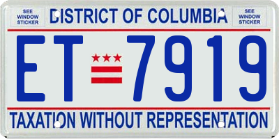 DC license plate ET7919