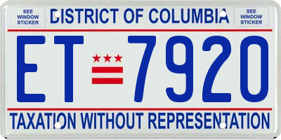 DC license plate ET7920