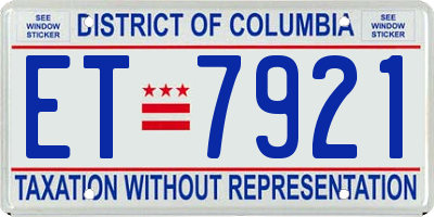 DC license plate ET7921
