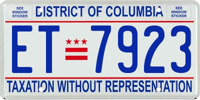 DC license plate ET7923