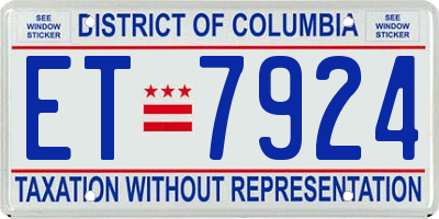 DC license plate ET7924