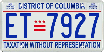 DC license plate ET7927
