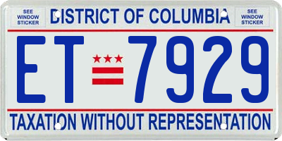 DC license plate ET7929