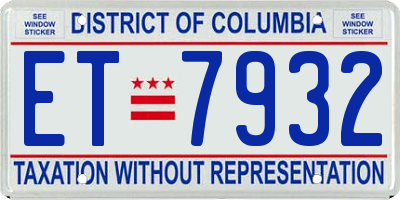 DC license plate ET7932