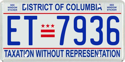 DC license plate ET7936