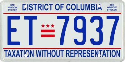 DC license plate ET7937