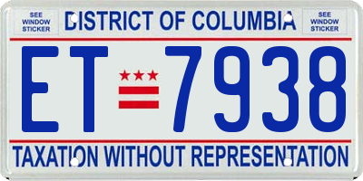 DC license plate ET7938