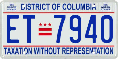 DC license plate ET7940