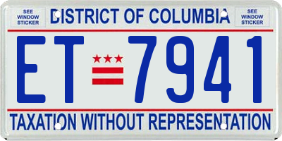 DC license plate ET7941