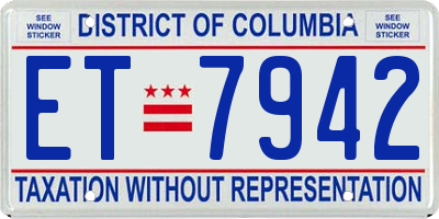 DC license plate ET7942