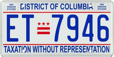 DC license plate ET7946
