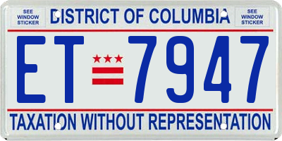 DC license plate ET7947