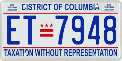 DC license plate ET7948