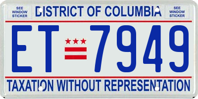 DC license plate ET7949