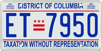 DC license plate ET7950