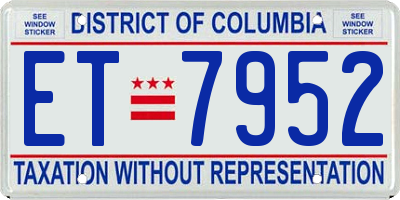 DC license plate ET7952