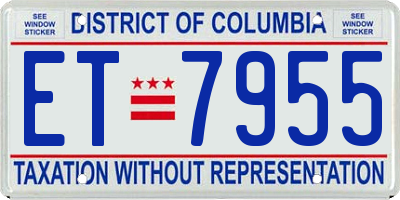DC license plate ET7955