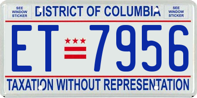 DC license plate ET7956