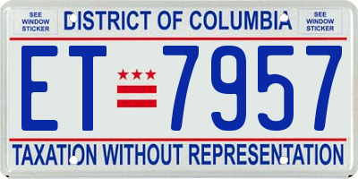 DC license plate ET7957