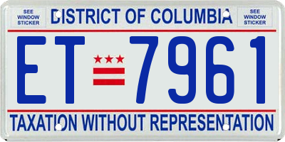 DC license plate ET7961