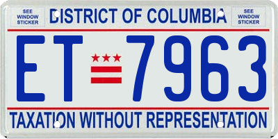 DC license plate ET7963