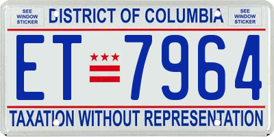 DC license plate ET7964